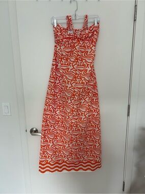 Sleeveless Orange Patterned Maxi Dress